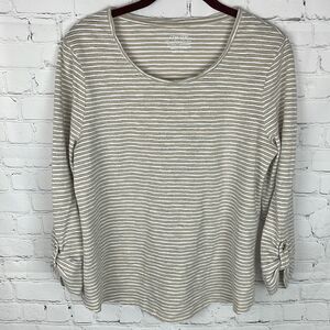 Chico’s Striped Shirt with Silver Sparkle Stripe Size Medium